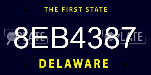 8EB4387 Delaware License Plate