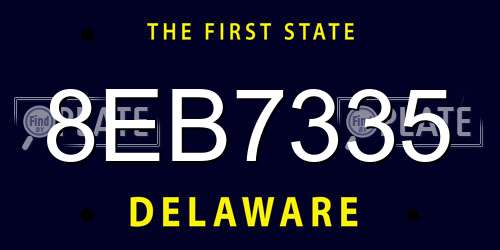 8EB7335 Delaware License Plate
