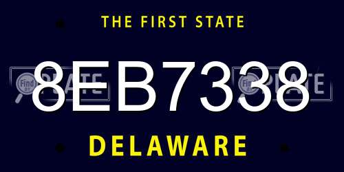 8EB7338 Delaware License Plate