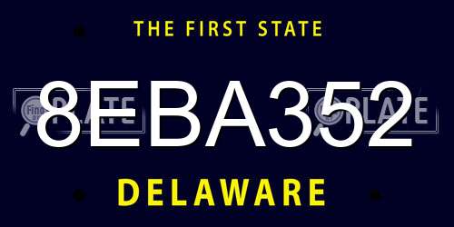 8EBA352 Delaware License Plate