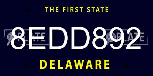 8EDD892 Delaware License Plate