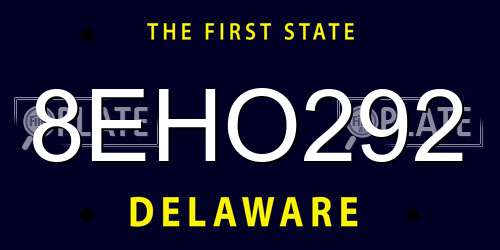 8EHO292 Delaware License Plate