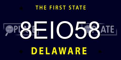 8EIO58 Delaware License Plate