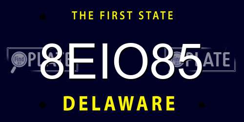 8EIO85 Delaware License Plate