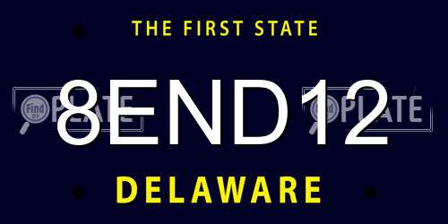 8END12 Delaware License Plate