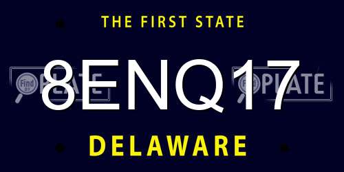 8ENQ17 Delaware License Plate