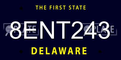 8ENT243 Delaware License Plate