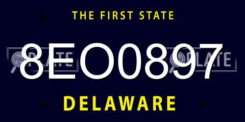 8EO0897 Delaware License Plate