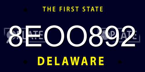 8EOO892 Delaware License Plate