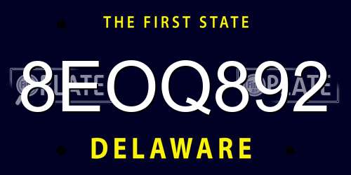 8EOQ892 Delaware License Plate