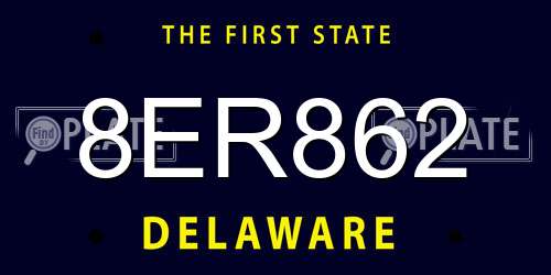 8ER862 Delaware License Plate