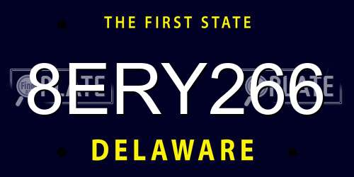 8ERY266 Delaware License Plate