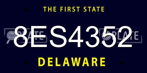 8ES4352 Delaware License Plate
