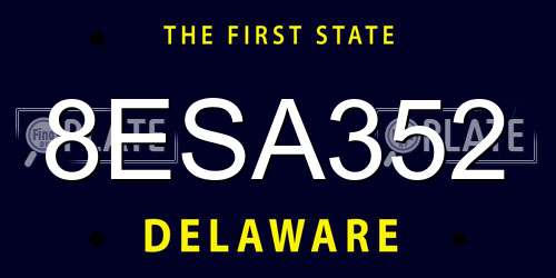 8ESA352 Delaware License Plate