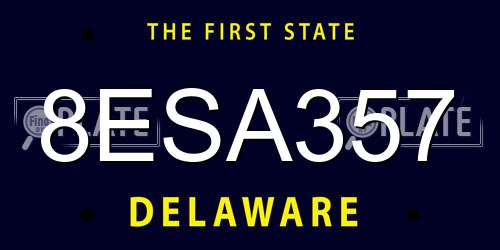 8ESA357 Delaware License Plate
