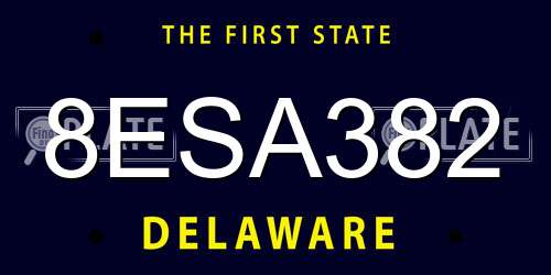 8ESA382 Delaware License Plate