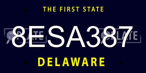 8ESA387 Delaware License Plate