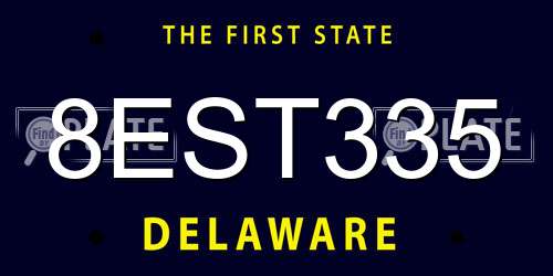 8EST335 Delaware License Plate