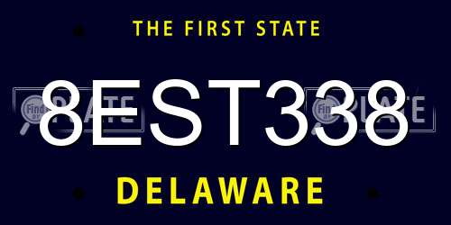 8EST338 Delaware License Plate