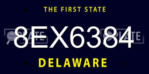 8EX6384 Delaware License Plate