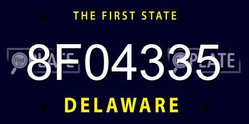 8F04335 Delaware License Plate