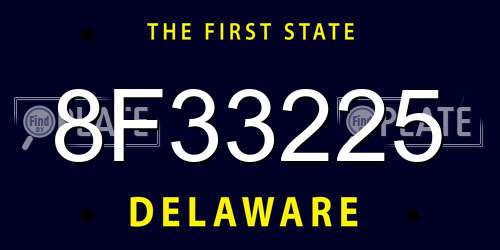 8F33225 Delaware License Plate