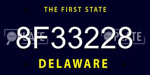8F33228 Delaware License Plate