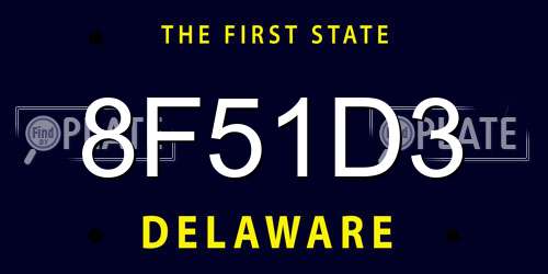 8F51D3 Delaware License Plate