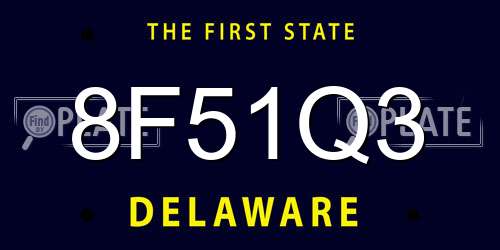 8F51Q3 Delaware License Plate