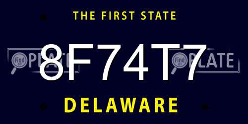 8F74T7 Delaware License Plate