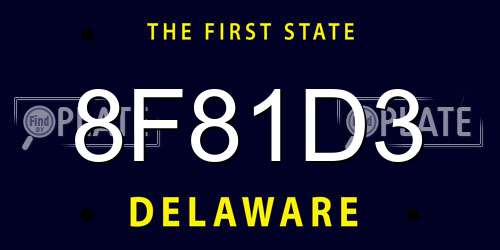 8F81D3 Delaware License Plate