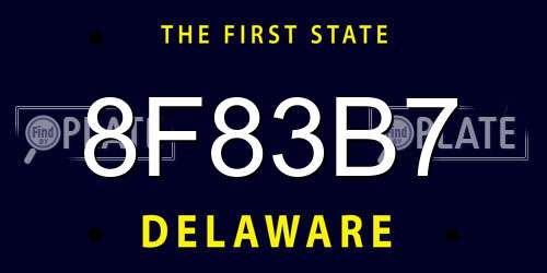 8F83B7 Delaware License Plate