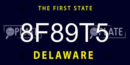 8F89T5 Delaware License Plate