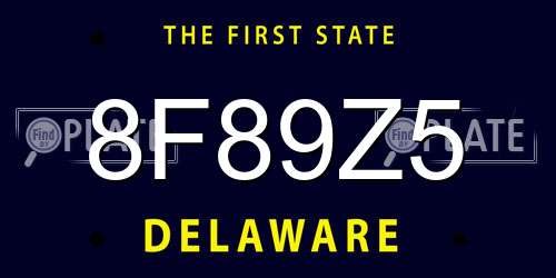 8F89Z5 Delaware License Plate