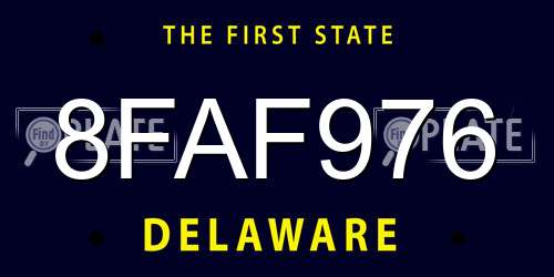 8FAF976 Delaware License Plate