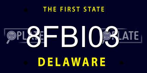 8FBI03 Delaware License Plate