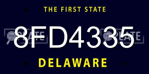 8FD4335 Delaware License Plate