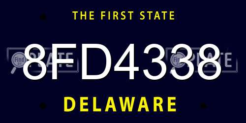 8FD4338 Delaware License Plate