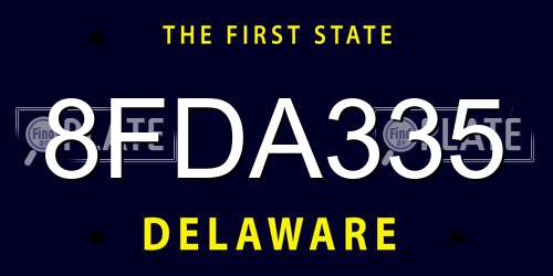 8FDA335 Delaware License Plate