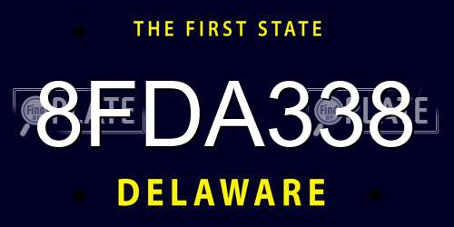8FDA338 Delaware License Plate