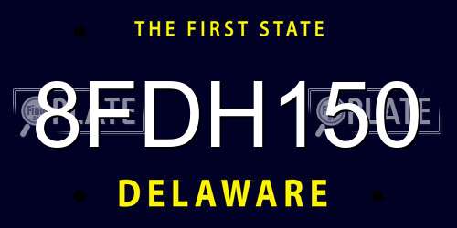 8FDH150 Delaware License Plate