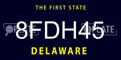 8FDH45 Delaware License Plate