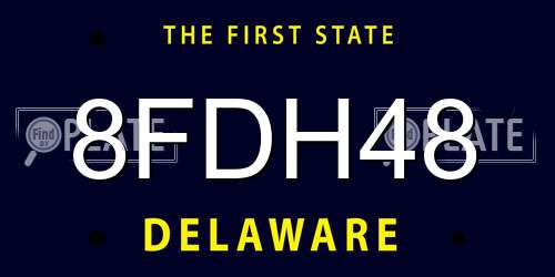8FDH48 Delaware License Plate