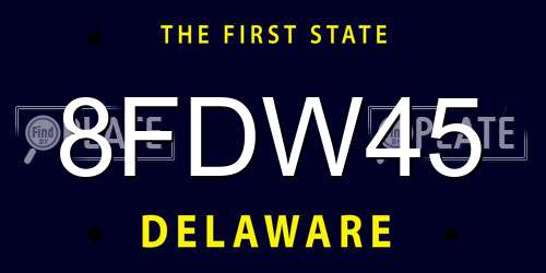 8FDW45 Delaware License Plate