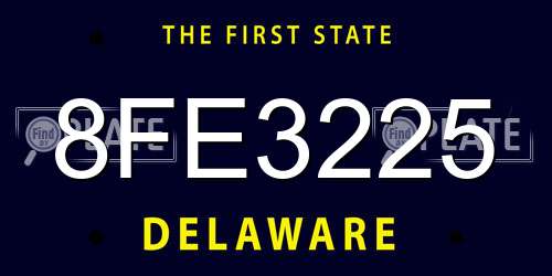 8FE3225 Delaware License Plate