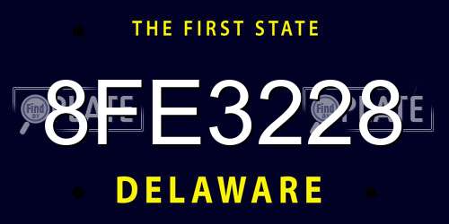 8FE3228 Delaware License Plate