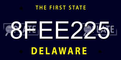 8FEE225 Delaware License Plate