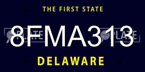 8FMA313 Delaware License Plate