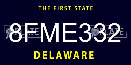 8FME332 Delaware License Plate