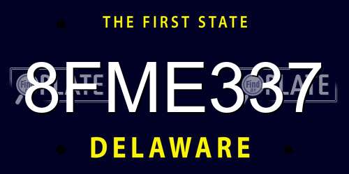8FME337 Delaware License Plate